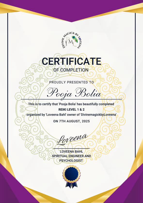 Vaanii Jain’s training certificate 5